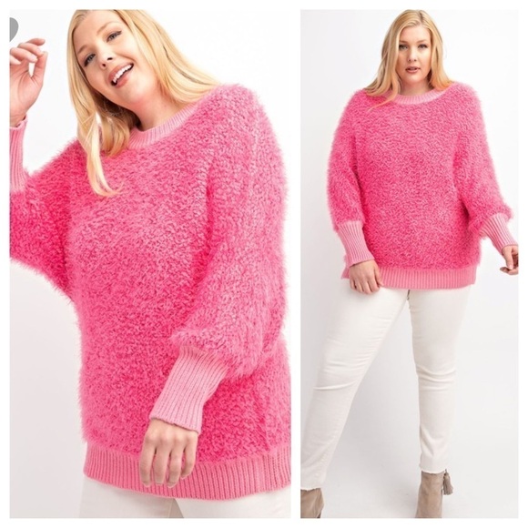 Plus Size Dolman Soft Hairy Popcorn Sweater - Picture 1 of 6